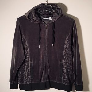 Croft&Barrow Deep Olive Green Velour Hoodie